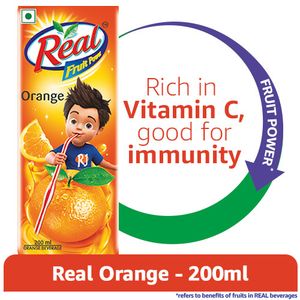 Real Juice – Fruit Power, Orange/Santra, 200 ml