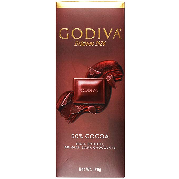 Godiva 50% Cocoa, Rich & Smooth Dark Belgian Chocolate, 90g