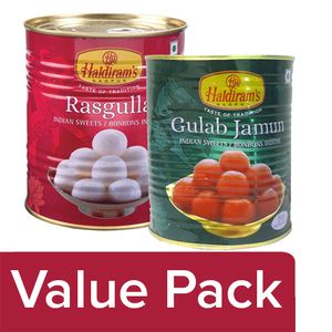 Haldirams Rasgulla 1 kg + Gulab Jamun 1 kg, Combo 2 Items