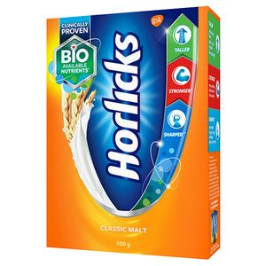 Horlicks Health & Nutrition Drink – Classic Malt, 500 gm Carton