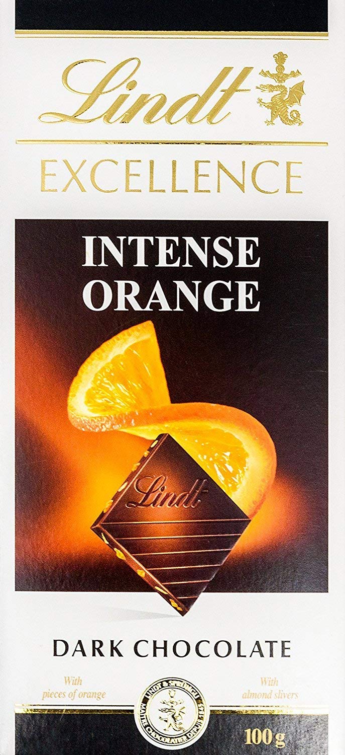 Lindt Excellence Intense Chocolate, Orange, 100g (Pack of 2)