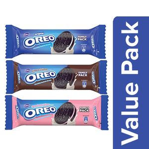 Oreo Creme Biscuits – Vanilla 120G + Choco 120G + Strawberry 120G, Combo 3 Items
