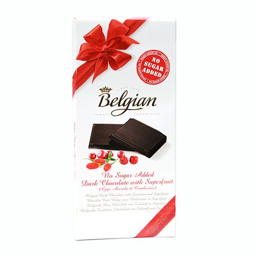 The Belgian No Sugar Added Bar – Dark With Superfruit