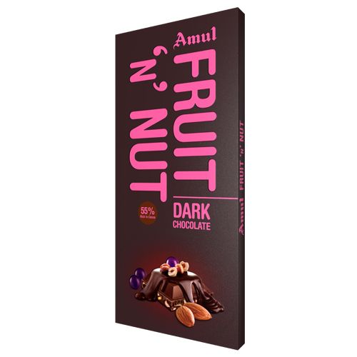 Amul Fruit N Nut, Dark Chocolate- 55% Rich In Cocoa