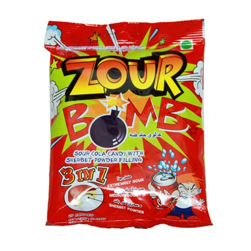 Zour Bomb Sour Cola Candy – with Sherbet Powder Filling 3 in 1 Extremely, Medium, Sherbet Sour